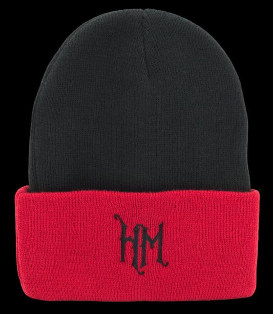 Black and Red Knit Beanie