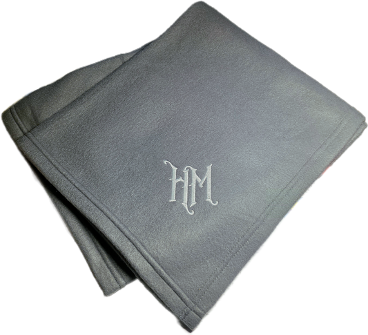 Gray Fleece "HM" Blanket